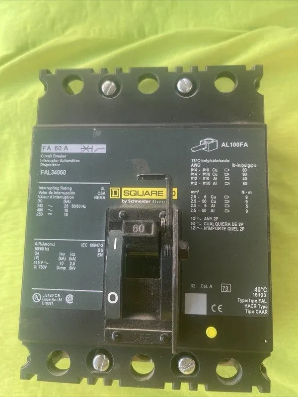 Автоматический выключатель Square D 60 Amp 18kA@480V Max Circuit breaker FAL3406