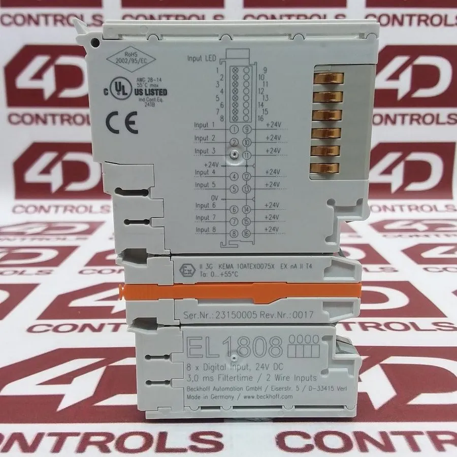 Модуль ввода-вывода EL1808 Beckhoff EtherCAT Digital Input Terminal, 24VDC, 8DI,