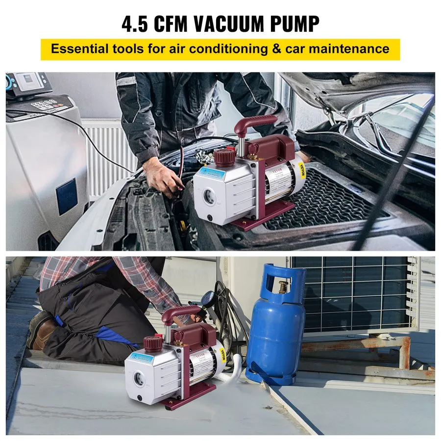 Насос 4.5 CFM Single-Stage Rotary Vacuum Pump HVAC/Auto AC 4.5CFM 1/3HP 1/4"ACME