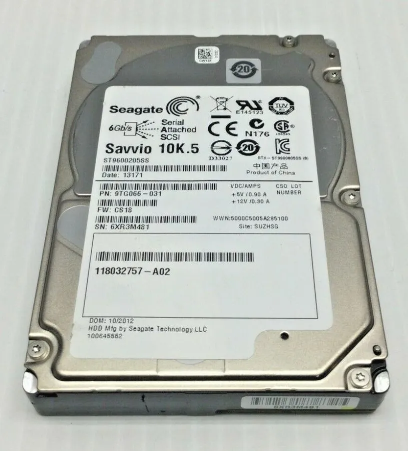 Жёсткий диск EMC Seagate 600GB 2.5" 10K 6G SAS HDD Hard Drive ST9600205SS 9TG066