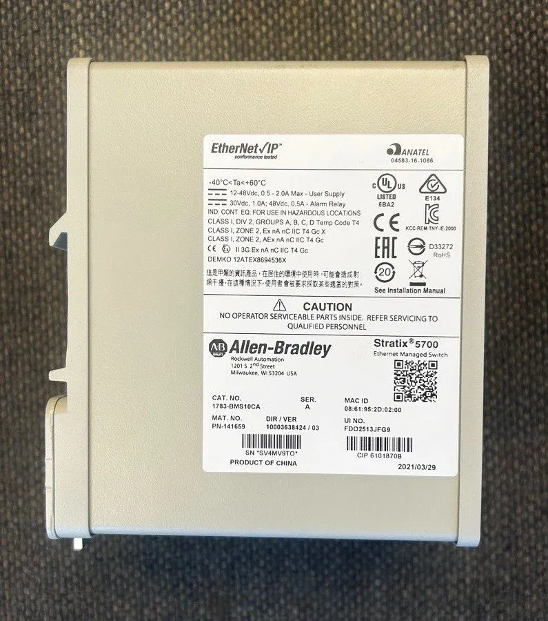 Коммутатор 1783-BMS10CA Allen-Bradley Stratix 5700 Ethernet Switch 10 Ports — фото лота 1