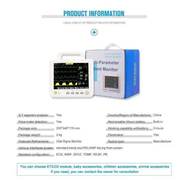 Монитор пациента 10" Screen Ultrathin Patient Monitor Portable 6-parameter Vital