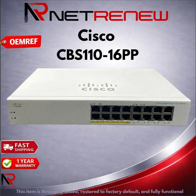 Коммутатор Cisco CBS110-16PP 16-Port Gigabit Unmanaged PoE Switch 8x PoE 64W 1U 