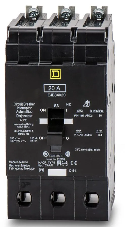 Автоматический выключатель Square D EJB34020 3pole 20amp 480v circuit breaker ty
