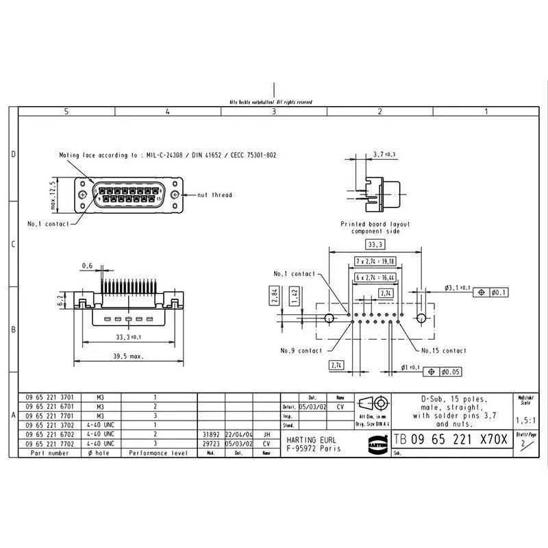 Разъём HARTING 09652216701 Male Connector