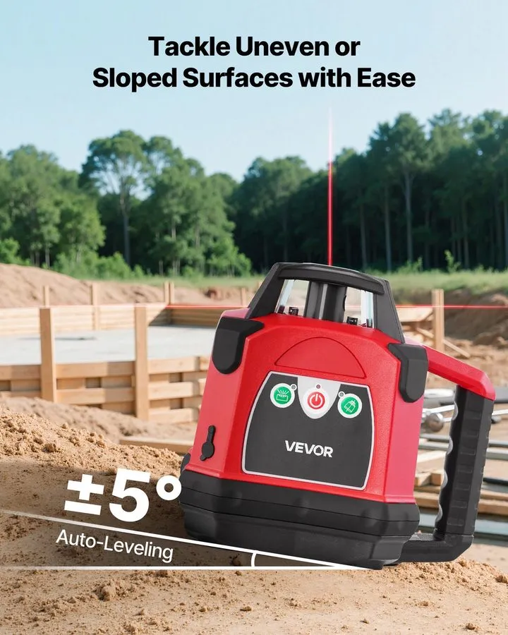 Нивелир VEVOR 1650ft Rotary Laser Level Kit Self Leveling Red Line 0.80 in/100 f — фото лота 2