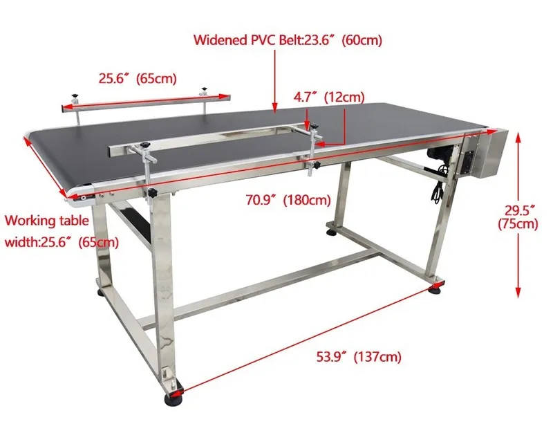 Конвейер TECHTONGDA Industrial Transport 70.9in Length 23.6in Width PVC Conveyor