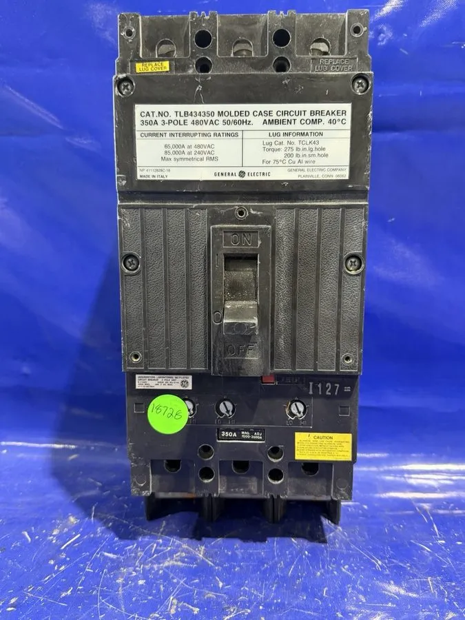 Автоматический выключатель GE TLB TLB434350 3 Pole 350 Amp 480V Molded Case Circ — фото лота 1