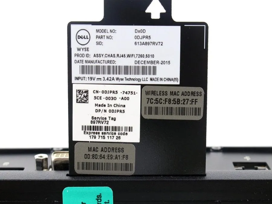 Тонкий клиент Dell Wyse 5010 Dx0D Wireles D10D 1.4GHz Wired-Ethernet RJ-45 DJPR5 — фото лота 4