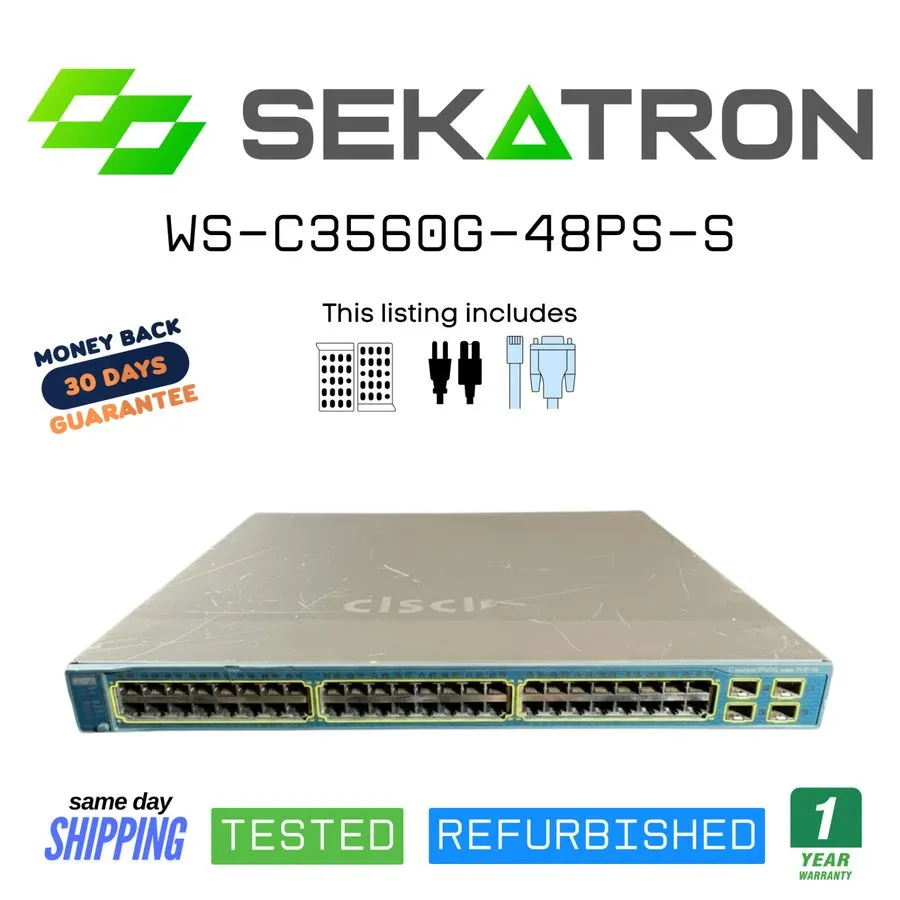 Коммутатор Cisco WS-C3560G-48PS-S 48-Port Gigabit PoE Managed Switch 4 SFP 1U Ra