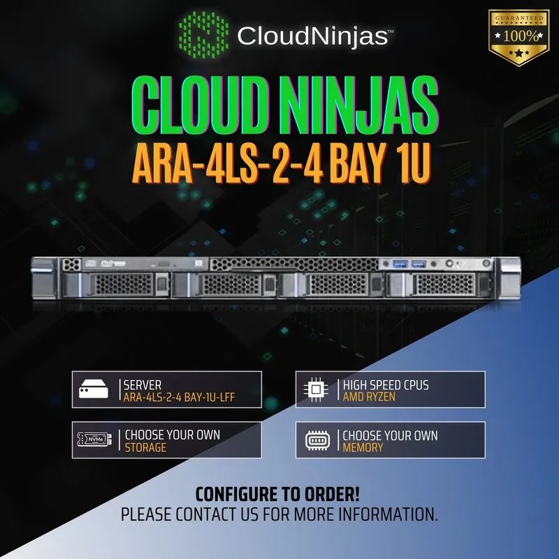 SSD-накопитель Cloud Ninjas ARA-4LS-2 4 Bay 1U Server AMD Ryzen 7 7700X DDR5 NVM — фото лота 1