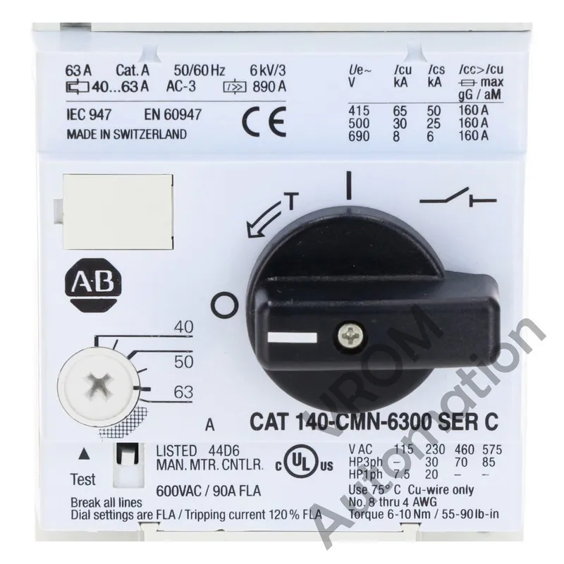 Автоматический выключатель Allen Bradley 140-CMN-6300 C 140-CMN Motor Protection