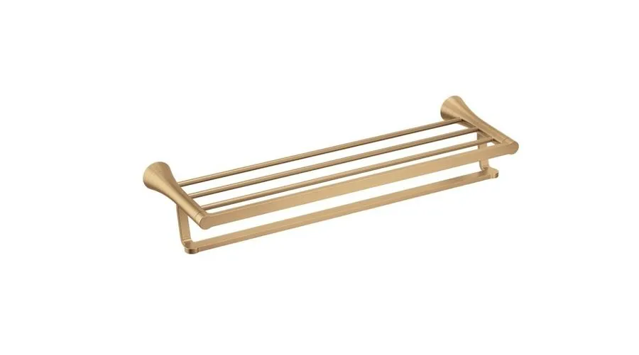 Стойка/шкаф Moen Mikah Y0794BZG 24” Towel Bar Rack Shelf in Bronzed Gold Finish  — фото лота 1