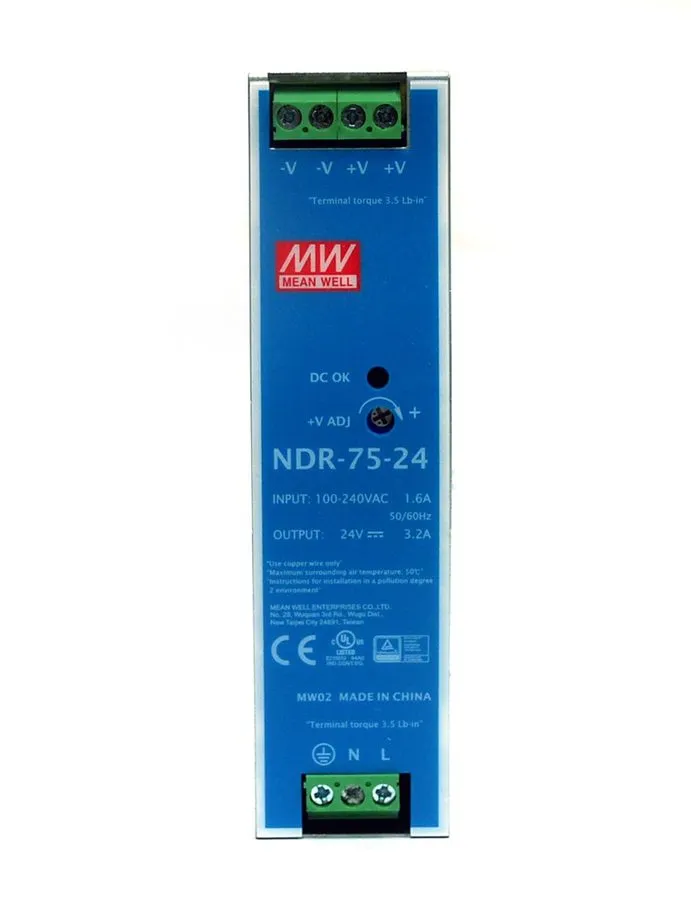 Блок питания Mean Well NDR-75-24 75W 24V 3.2A DIN Rail Power Supply 100-240VAC