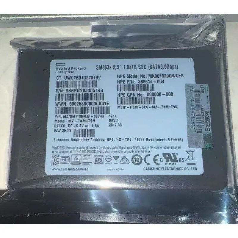 Сервер HPE/Samsung 2.5"Replace P47816-B21 P48133-001 1.92TB SATA 6G G10 Server S