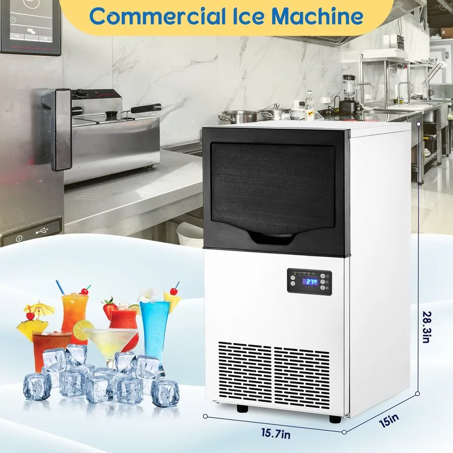 Льдогенератор Commercial Ice Maker Machine,100lbs/24H Stainless Steel Ice Machin
