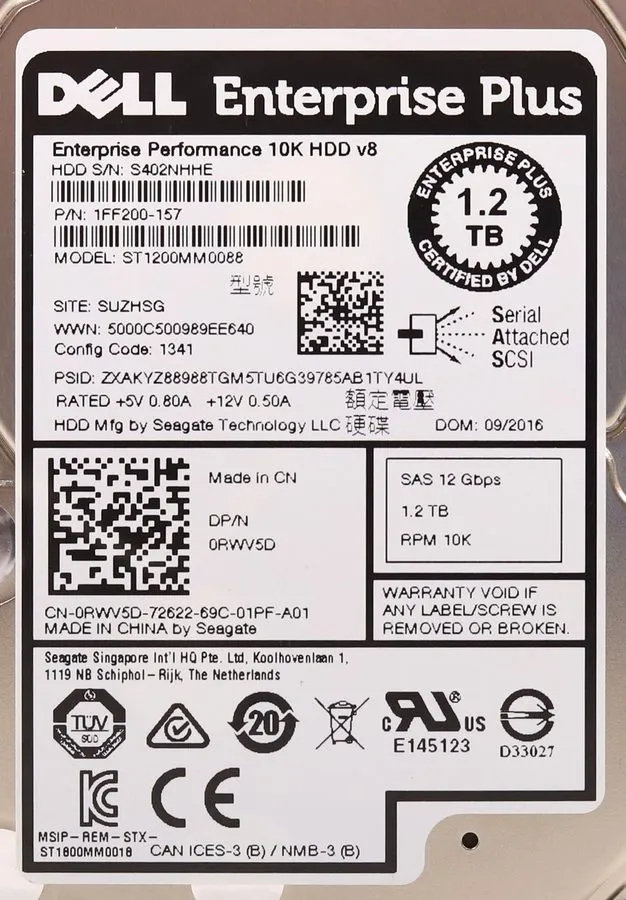Жёсткий диск Dell WXPCX 0WXPCX ST1200MM0088 1.2TB 10K SAS 12GB/s 2.5 in HDD Hard