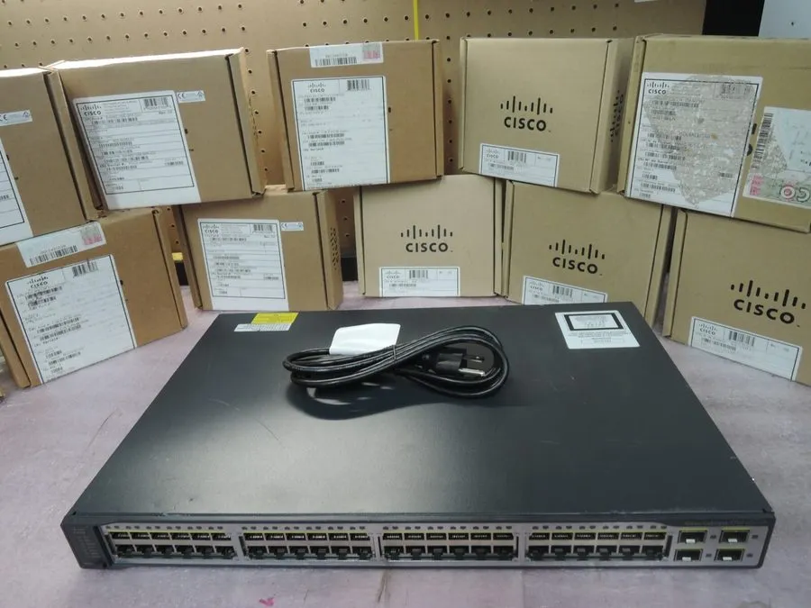 Коммутатор Cisco WS-C3750V2-48TS-S 3750V2 48 port switch . and working