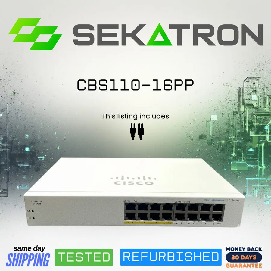 Коммутатор Cisco CBS110-16PP 16-Port Gigabit Unmanaged PoE Switch 8x PoE 64W 1U 