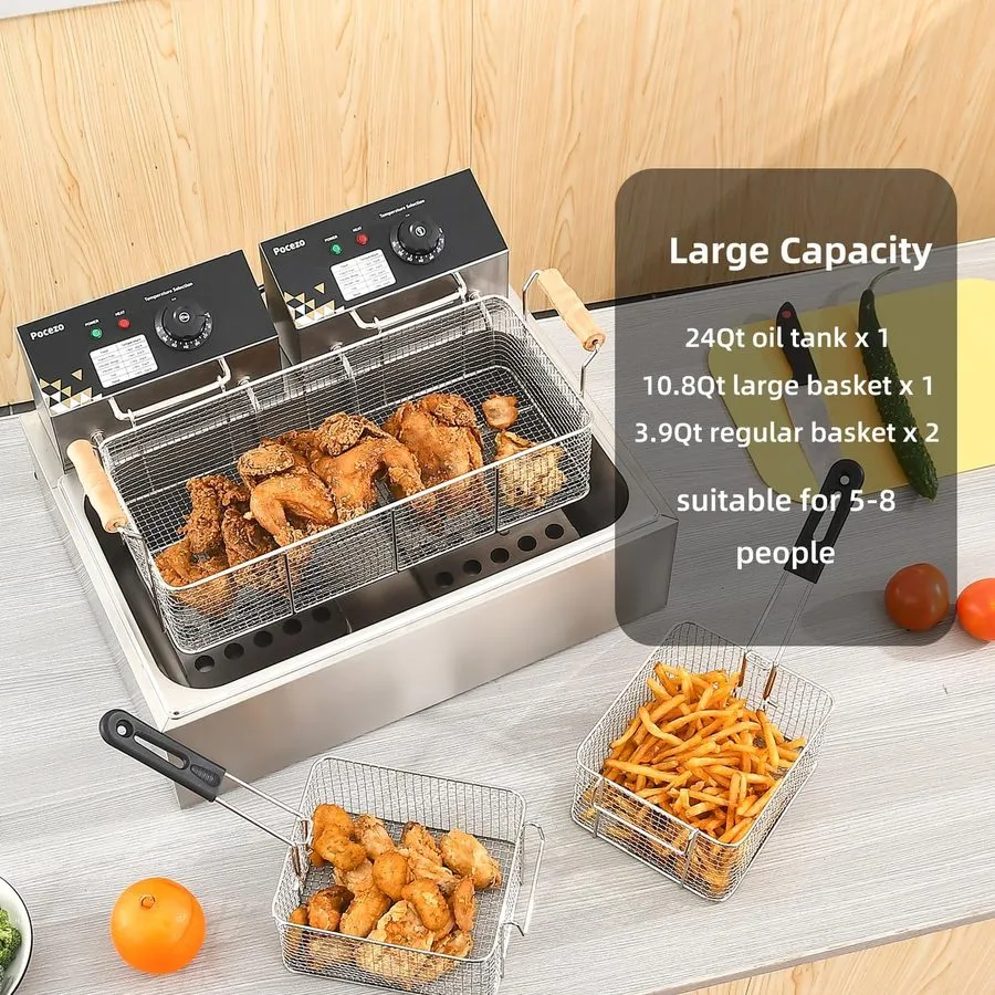 Фритюрница Electric Deep Fryer 22.6L/24QT Stainless Steel Large Capacity Commerc — фото лота 2