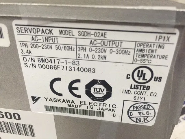 Сервопривод Yaskawa KCC-REM-Yec-SGDH02AE1-004 200V Servopack SGDH-02AE