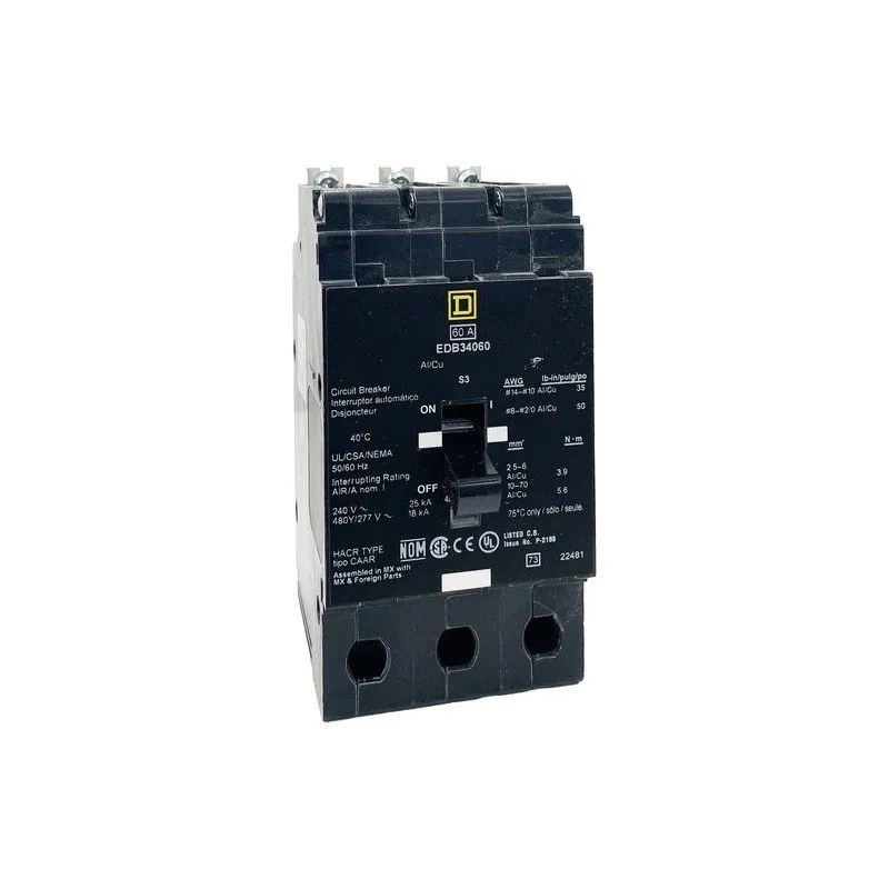 Автоматический выключатель Square D EDB34060 Circuit Breaker 60A 3-Pole 480V AC