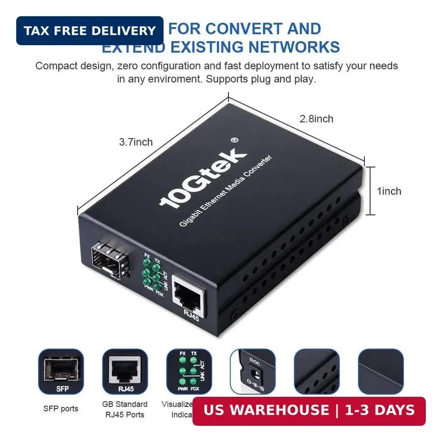 Медиаконвертер 10Gtek Gigabit Ethernet Media Converter, Open SFP Fiber to Ethern
