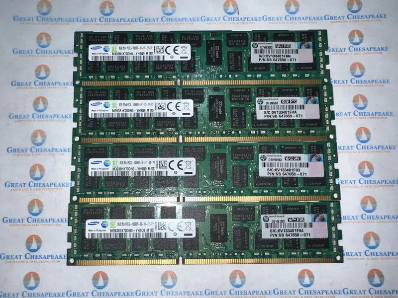 Модуль памяти Set 4 SAMSUNG M393B1K70DH0-YH9 8GB 2RX4 PC3L-10600R DDR3 SERVER RA — фото лота 1