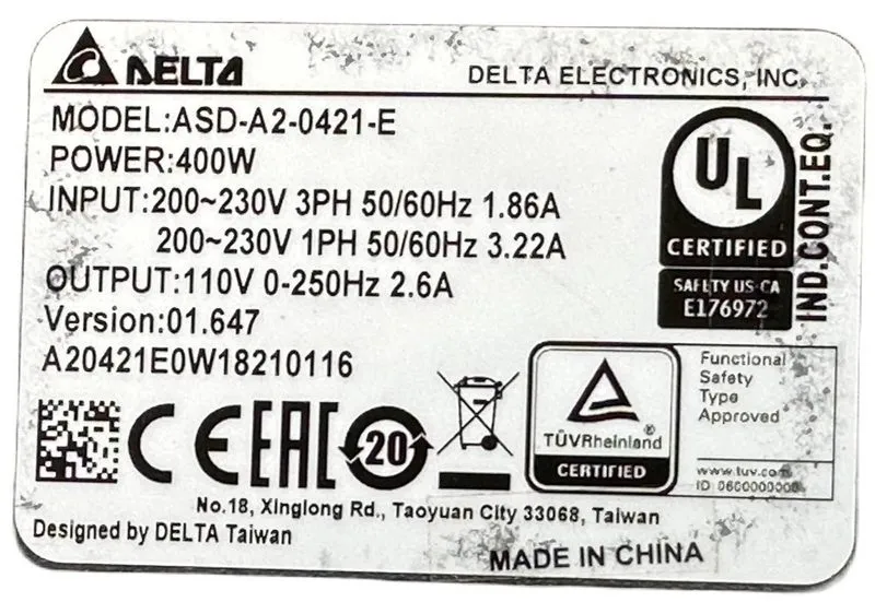 Сервопривод Delta ASD-A2-0421-E Servo drive 400W In Good — фото лота 2
