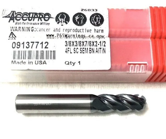 Режущий инструмент Accupro 3/8" 4FL Carbide Ball Nose End Mill 7/8" LOC AlTiN 09