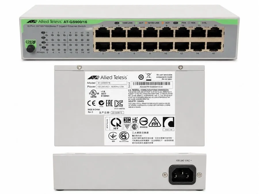 Коммутатор 39332 ALLIED TELESIS 16-PORT, GIGABIT ETHERNET SWITCH AT-GS900/16