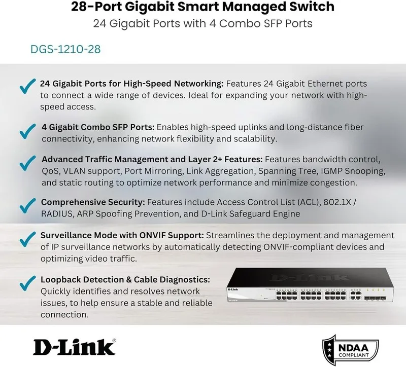 Коммутатор D-Link DGS-1210-28MP 28-Port Gigabit Smart Managed Rackmount PoE Swit
