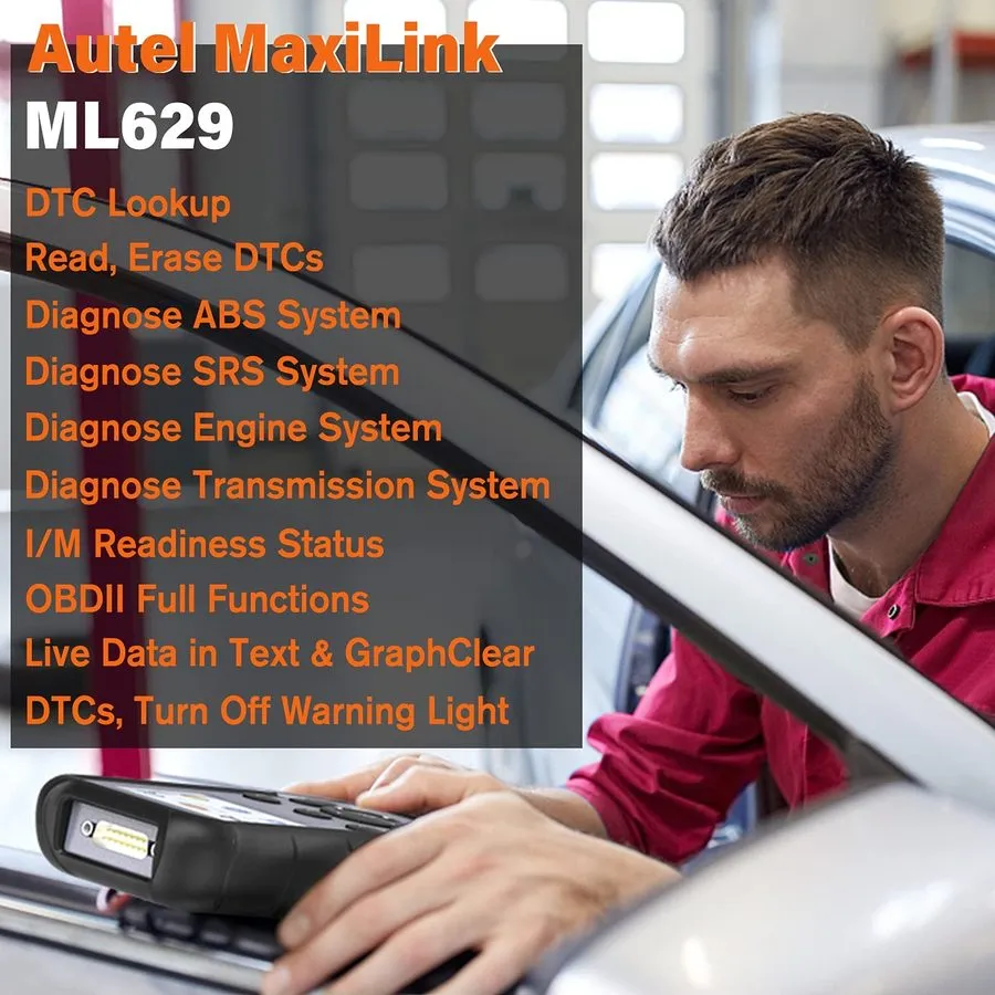 Диагностический сканер 2026 Autel ML629 OBD2 Scanner, ABS SRS Engine Transmissio — фото лота 1