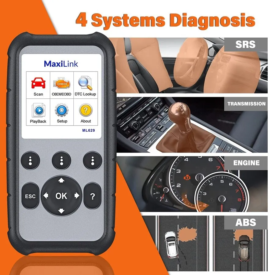 Диагностический сканер 2026 Autel ML629 OBD2 Scanner, ABS SRS Engine Transmissio — фото лота 2