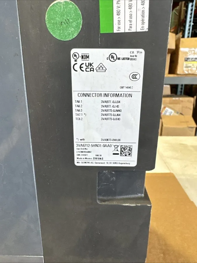 Автоматический выключатель Siemens Circuit Breaker 3VA6712-5HN31-0AA0 1200amp 3 