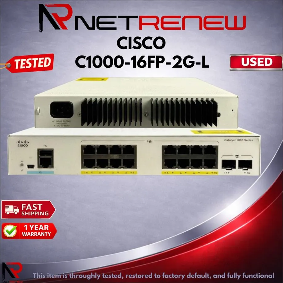 Коммутатор Cisco Catalyst C1000-16FP-2G-L 16-Port Gigabit PoE+ Switch 240W 2 SFP