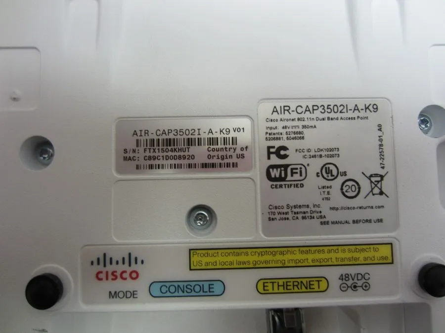 Точка доступа Wi-Fi CISCO AIR-CAP3502I-A-K9 DUAL-BAND 802.11N 2X3 MIMO POE WIREL