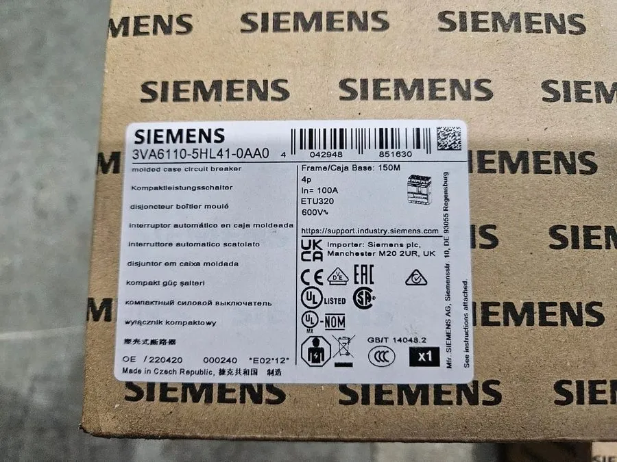 Автоматический выключатель Siemens 3VA6110-5HL41-0AA0 Circuit Breaker 100A with 