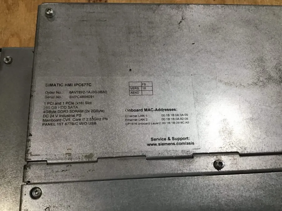 Промышленный компьютер Siemens 6AV7892-1AJ30-0BA0 SIMATIC HMI IPC677C (Panel PC)