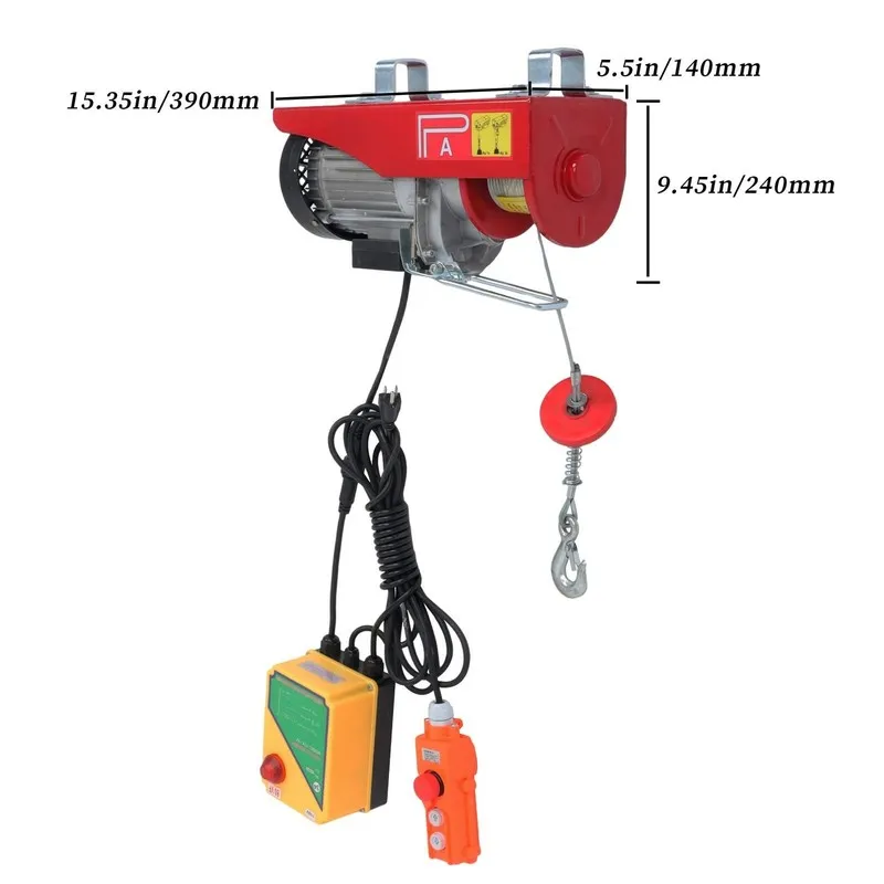 Таль Electric Hoist 880lbs with 328ft Remote Control 110 V, 40ft/20ft Lifting He