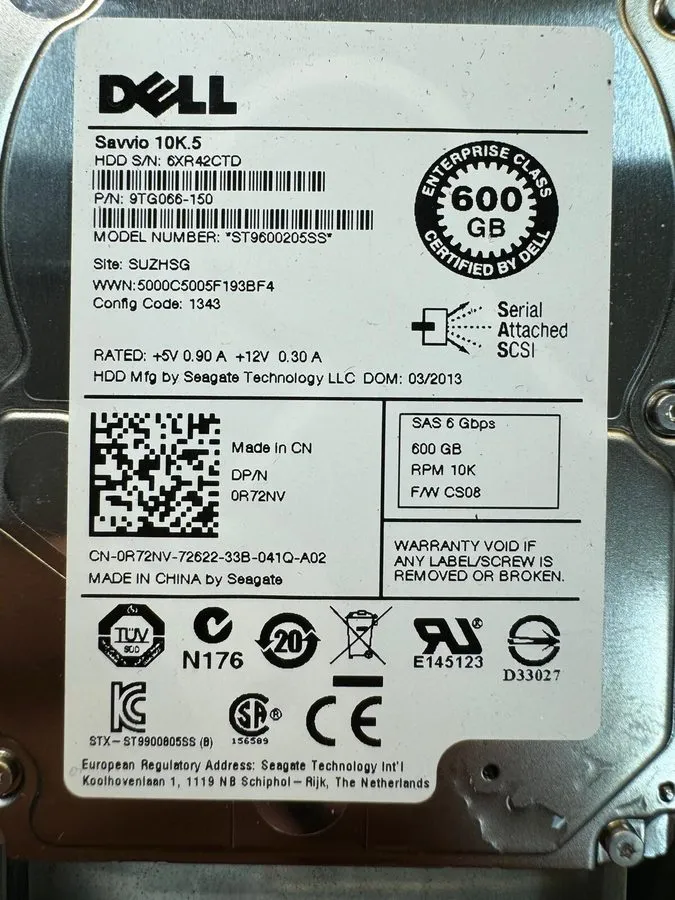 Жёсткий диск DELL R72NV ST9600205SS 9TG066-150 600GB 10K RPM 64MB CACHE 6Gbps SA