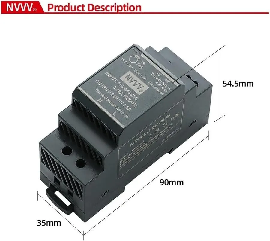 Блок питания Mean Well HDR-30-12 24W 12VDC 2A DIN Rail Switchmode Power Supply