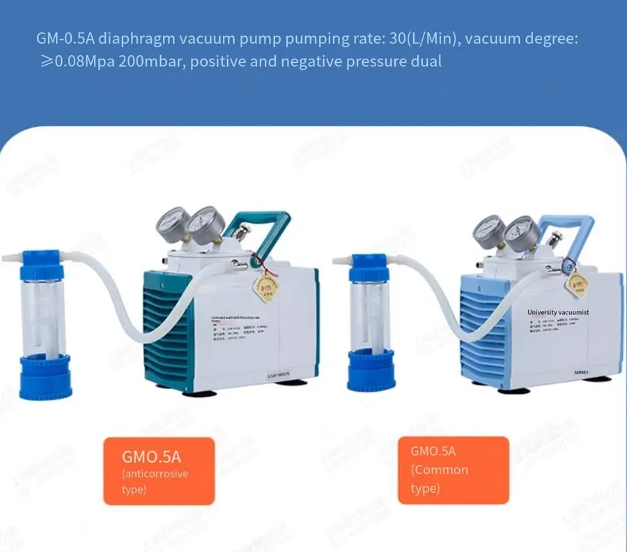 Насос GM-0.5B Oil Free Diaphragm Vacuum Pump Dual Head Lab Equipment 30L/Min 160