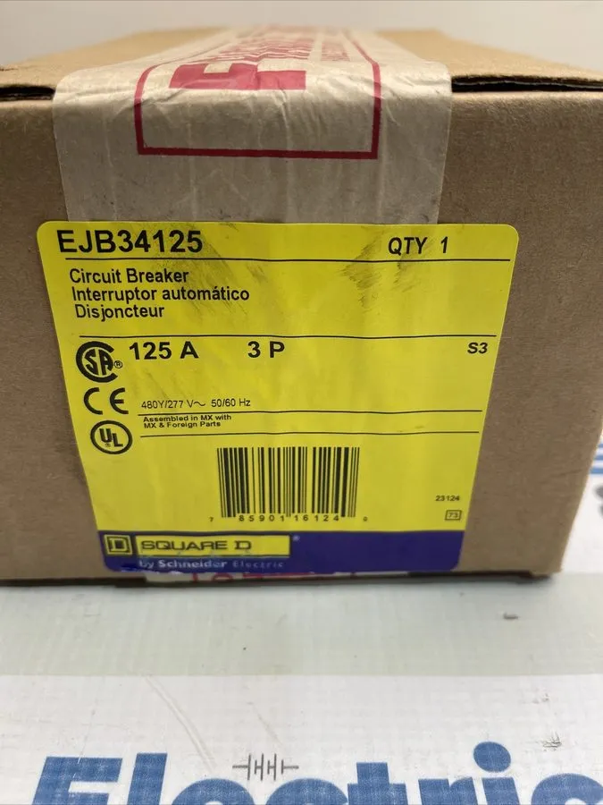 Автоматический выключатель Square D EJB34125 3p 480v 125a 65k NF Bolt In Circuit