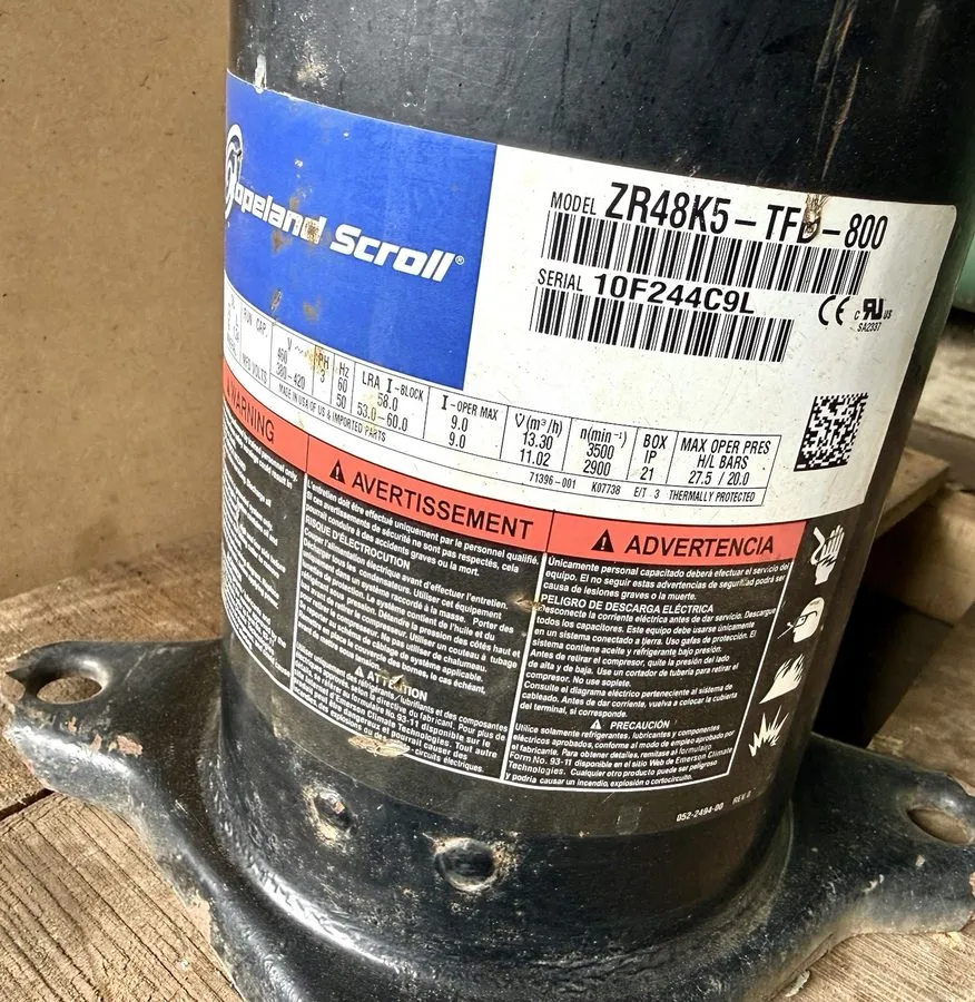 Компрессор Emerson Climate Technologies Copeland ZR48K5-TFD-800 Scroll Compresso — фото лота 1