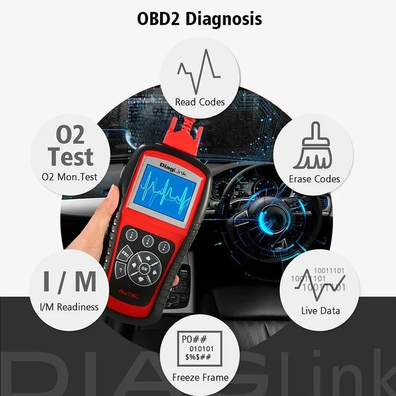 Диагностический сканер Autel Diaglink OBD2 Scanner Car Diagnostic Code er Full S — фото лота 2