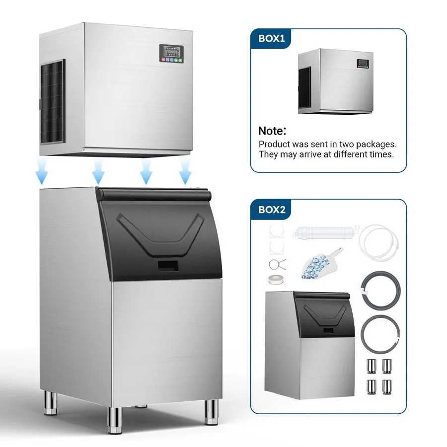 Льдогенератор 400LB/24H Commercial Ice Maker Machine with 266LBS Storage Bin Aut