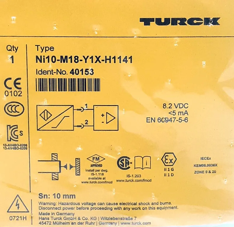 Датчик приближения Turck Proximity Sensor NI10-M18-Y1X-H1141 wx