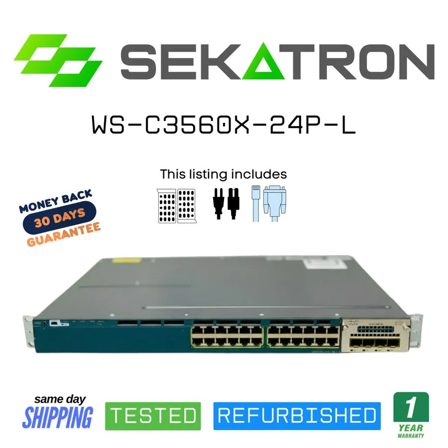 Коммутатор 🔀 Cisco WS-C3560X-24P-L 24-Port PoE+ Gigabit Switch ⚡