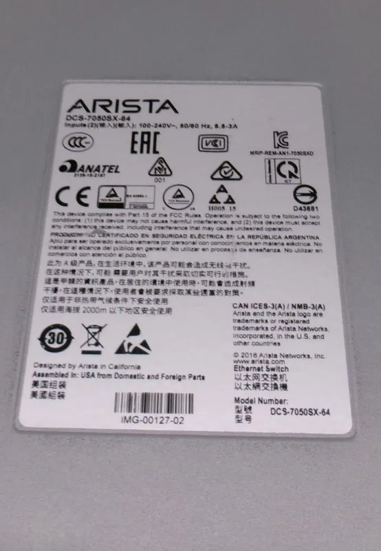 Коммутатор ARISTA DCS-7050SX-64 PORT ETHERNET SWITCH — фото лота 2